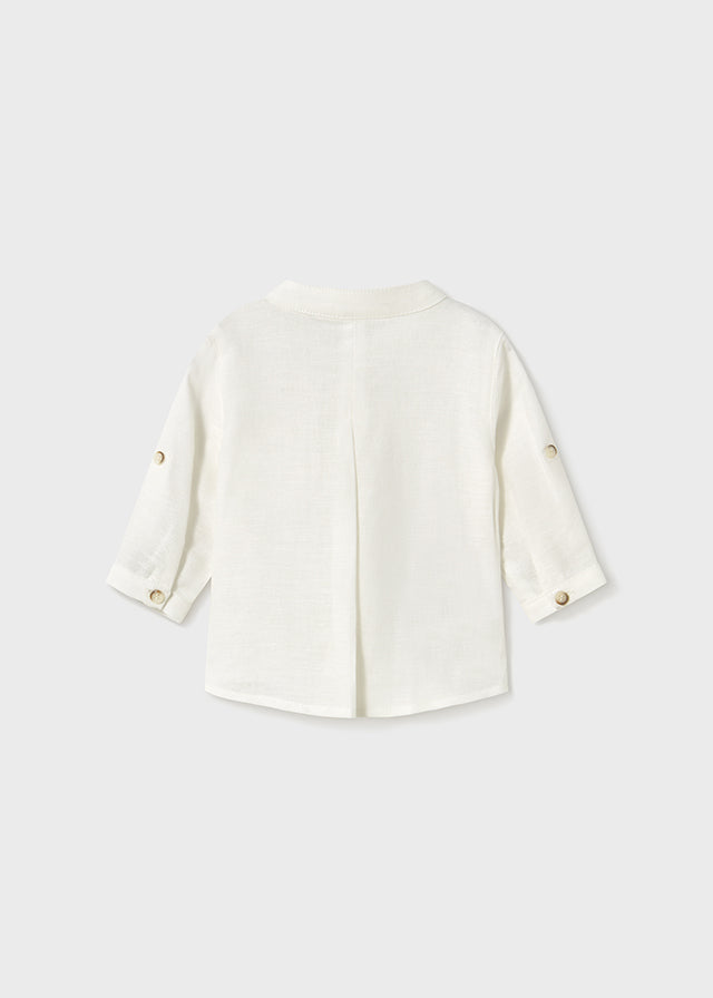 Camicia manica lunga collo coreano Panna