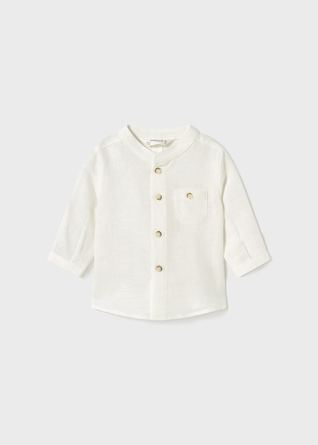 Camicia manica lunga collo coreano Panna