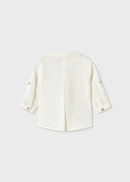 Camicia manica lunga collo coreano Panna