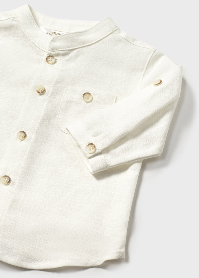 Camicia manica lunga collo coreano Panna