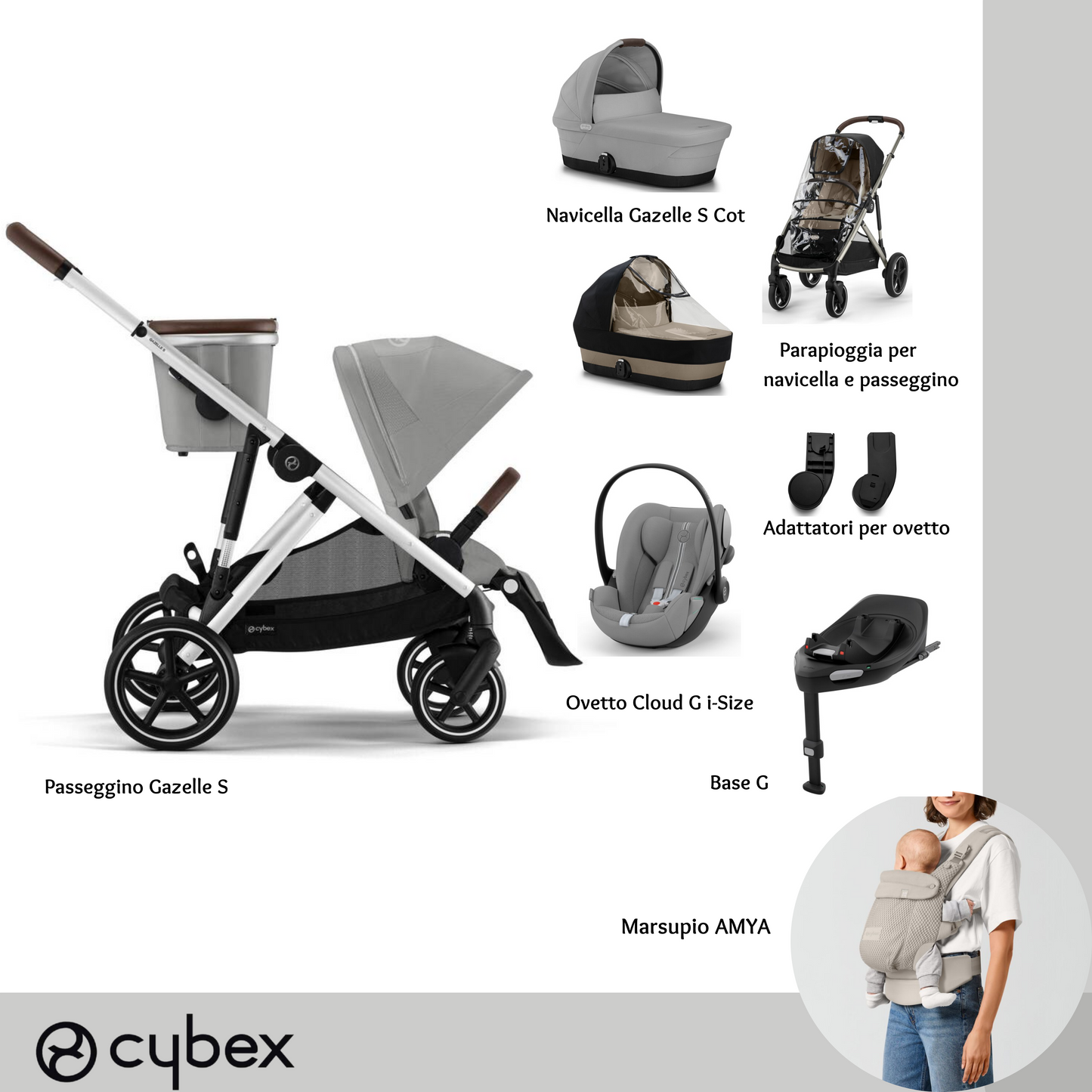 Bundle XL + AMYA Gazelle S Stone Grey